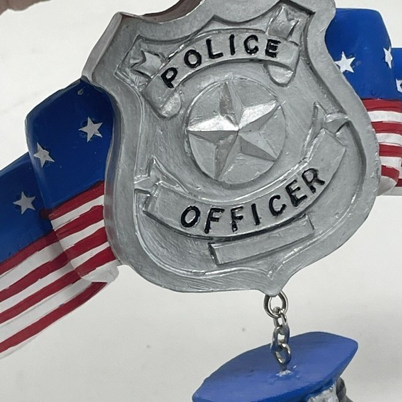 New CHRISTMAS  ORNAMENT‎ 3.5” resin police officer badge w/ hat red white blue - Picture 4 of 7
